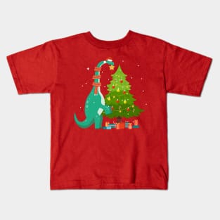 Funny Dinosaur Christmas Tree Kids T-Shirt